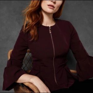 Ted Baker Maggi Peplum Crop Sleeve Jacket in deep purple